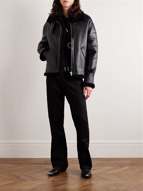 celine leather jacket ebay|shearling lined black leather jacket.